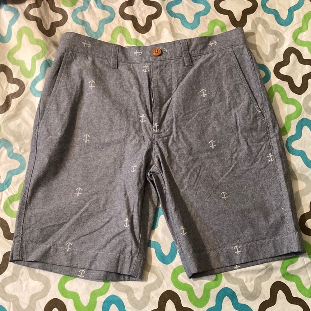 J.Crew Bermuda Denim Capris Anchor Print Shorts Women Size 29W